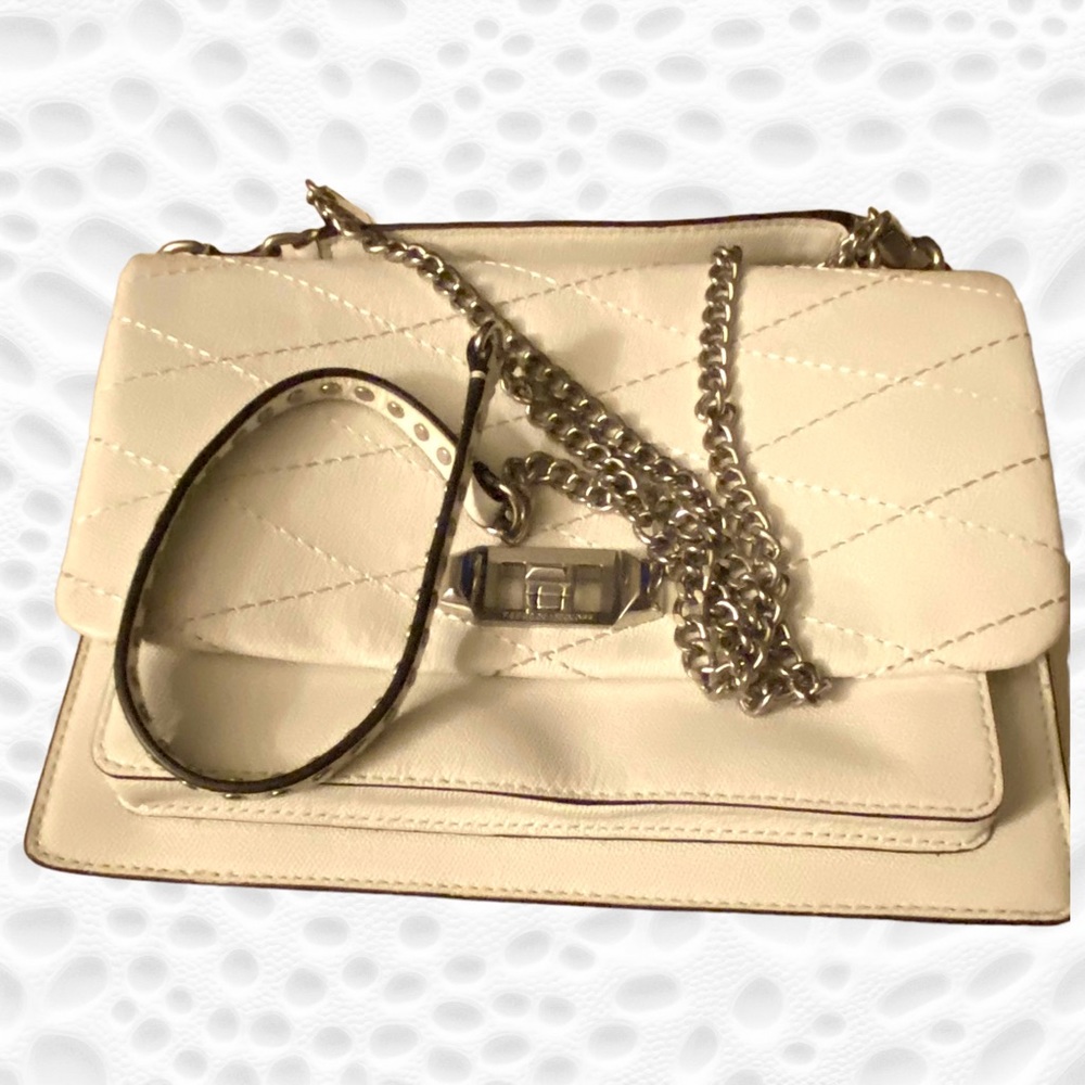 Rebecca Minkoff Je Tβaime Cream Leather Convertible Medium Satchel Crossbody - Picture 12 of 12